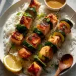 Miso Salmon Skewers with Zucchini and Scallions Recipe