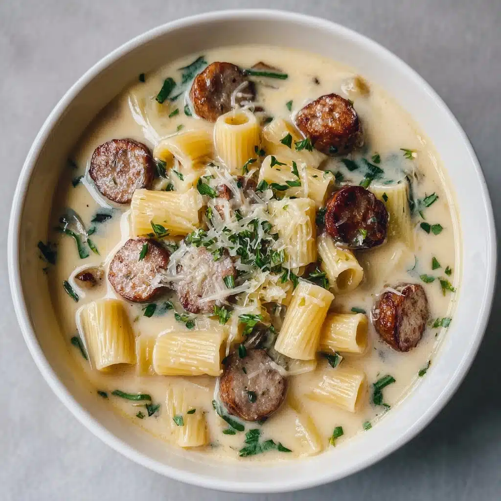 Cozy Creamy Parmesan Sausage Ditalini Soup Recipe - Recipe Image
