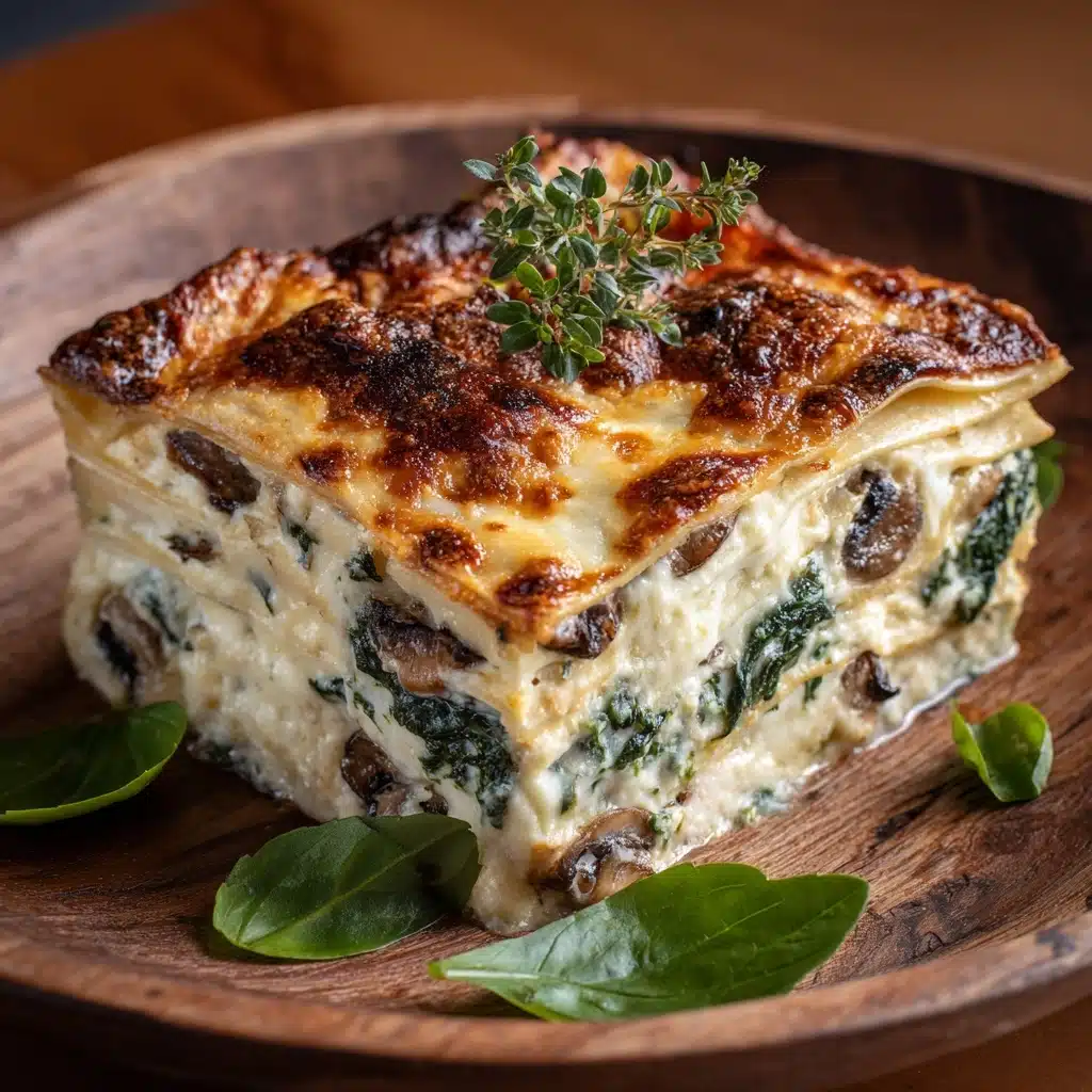 Easy Creamy Spinach Mushroom Lasagna Recipe - Recipe Image