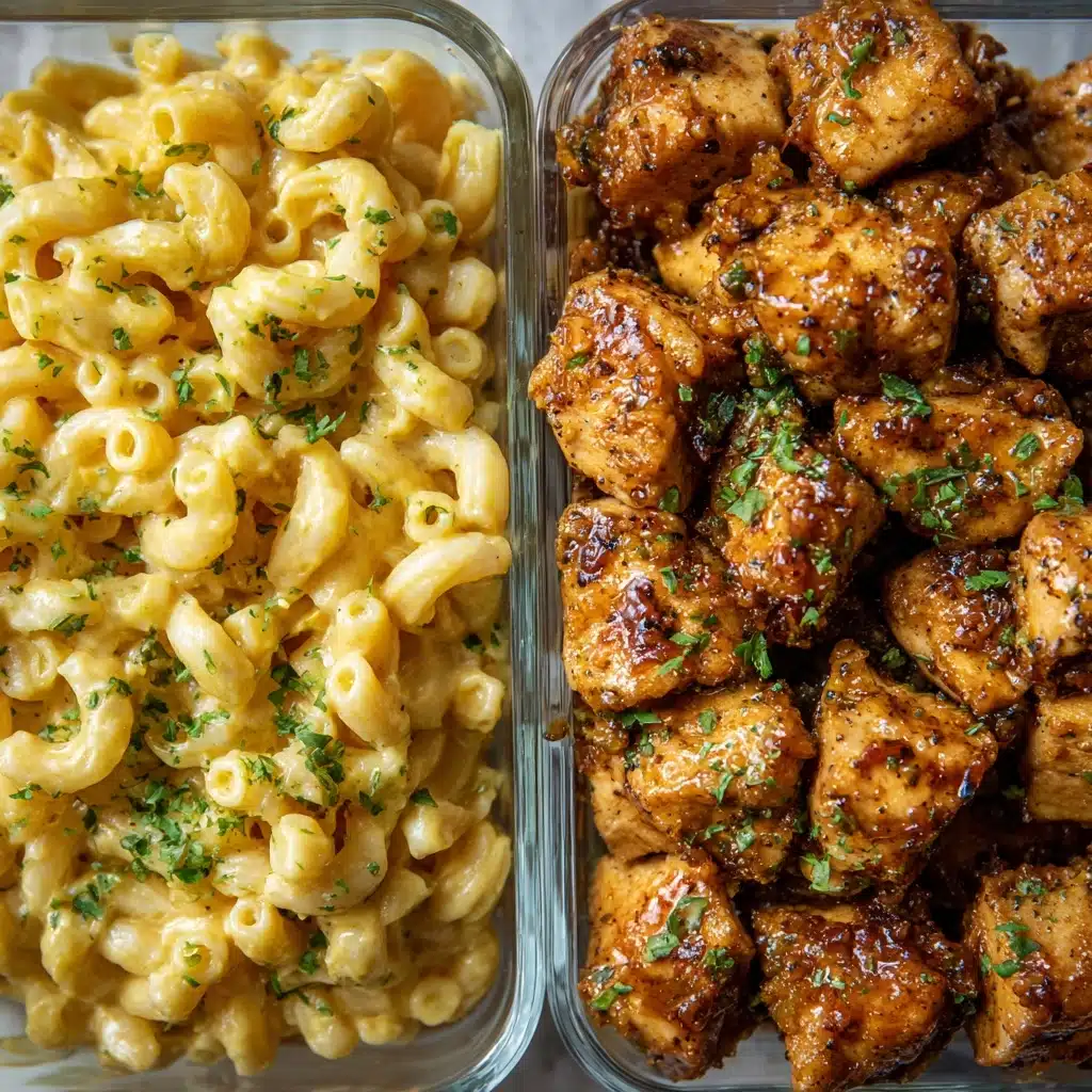 High Protein Honey Garlic Butter Chicken with Mac & Cheese Recipe - Recipe Image