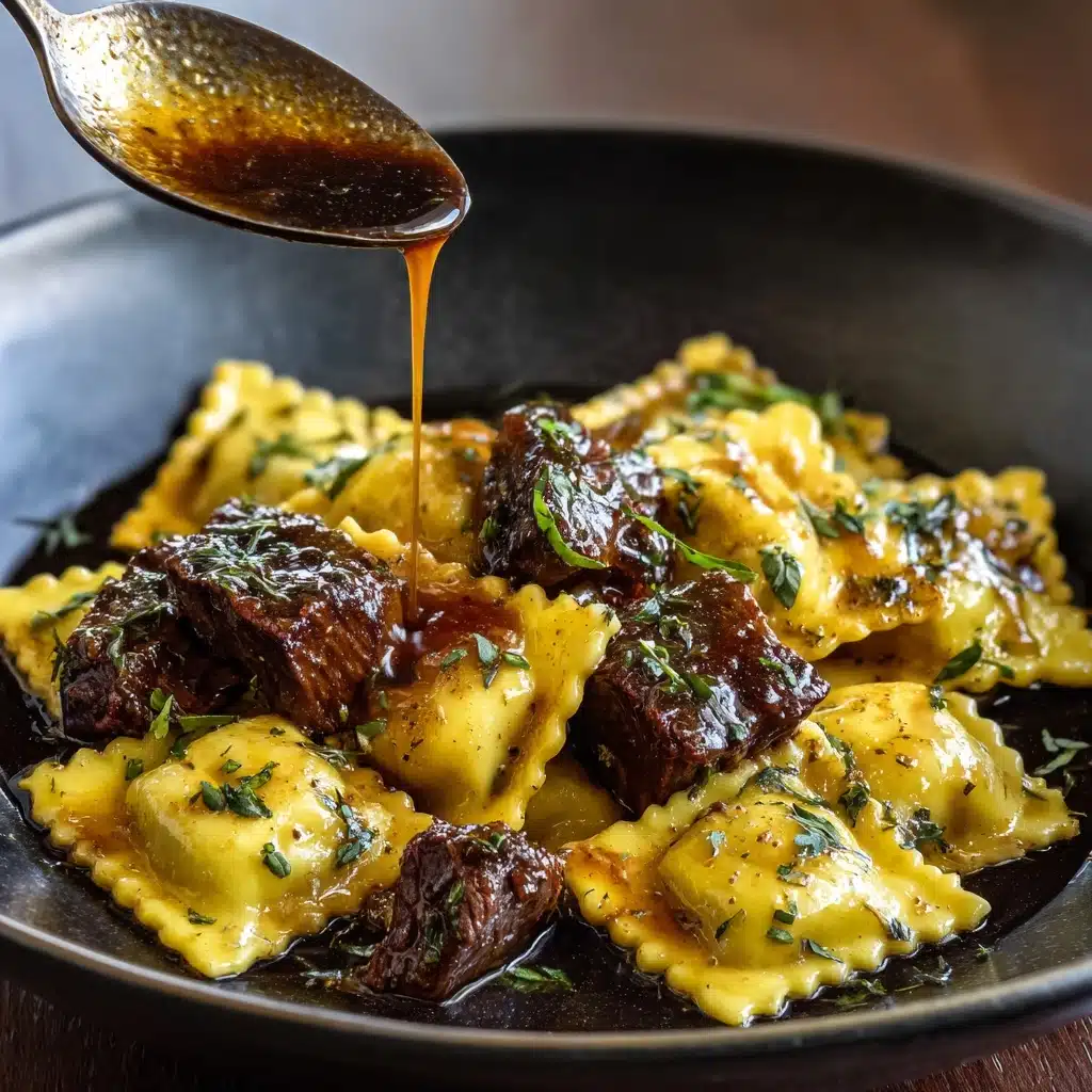 One-Skillet Garlic Butter Steak & Cheese Ravioli Recipe - Recipe Image
