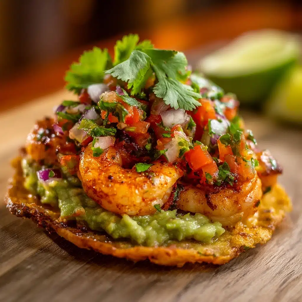 Grilled Shrimp Tostadas with Guacamole & Pico de Gallo Recipe - Recipe Image