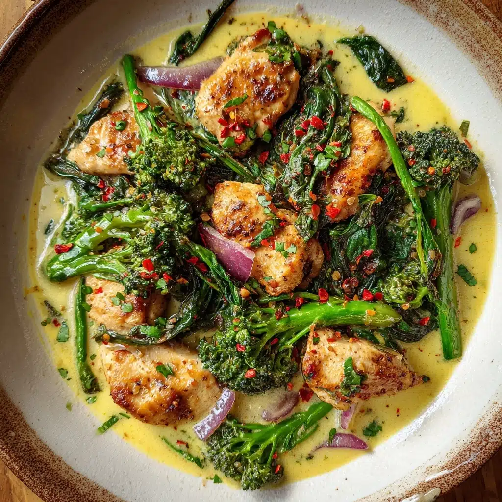 Garlic Chicken with Broccoli and Spinach Recipe - Recipe Image