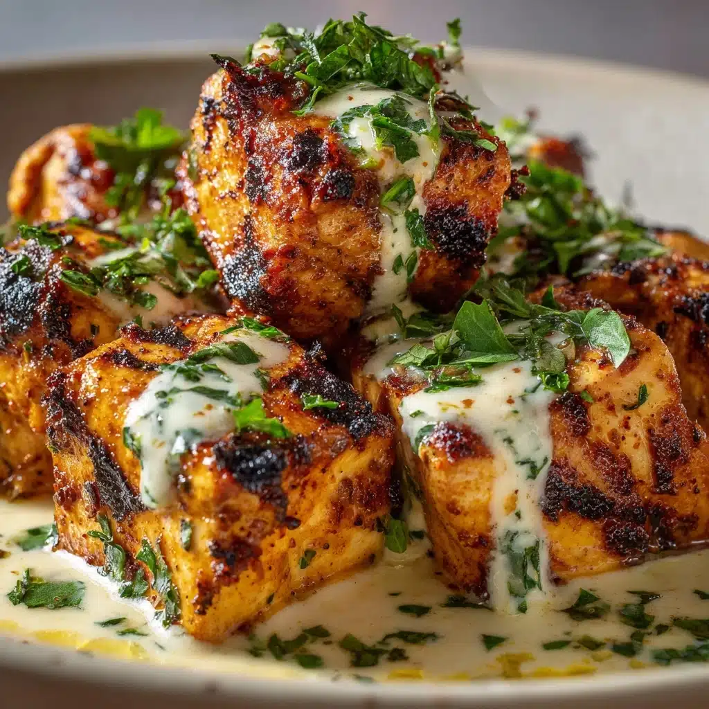 Grilled Chicken Bites with Creamy Garlic Sauce Recipe - Recipe Image