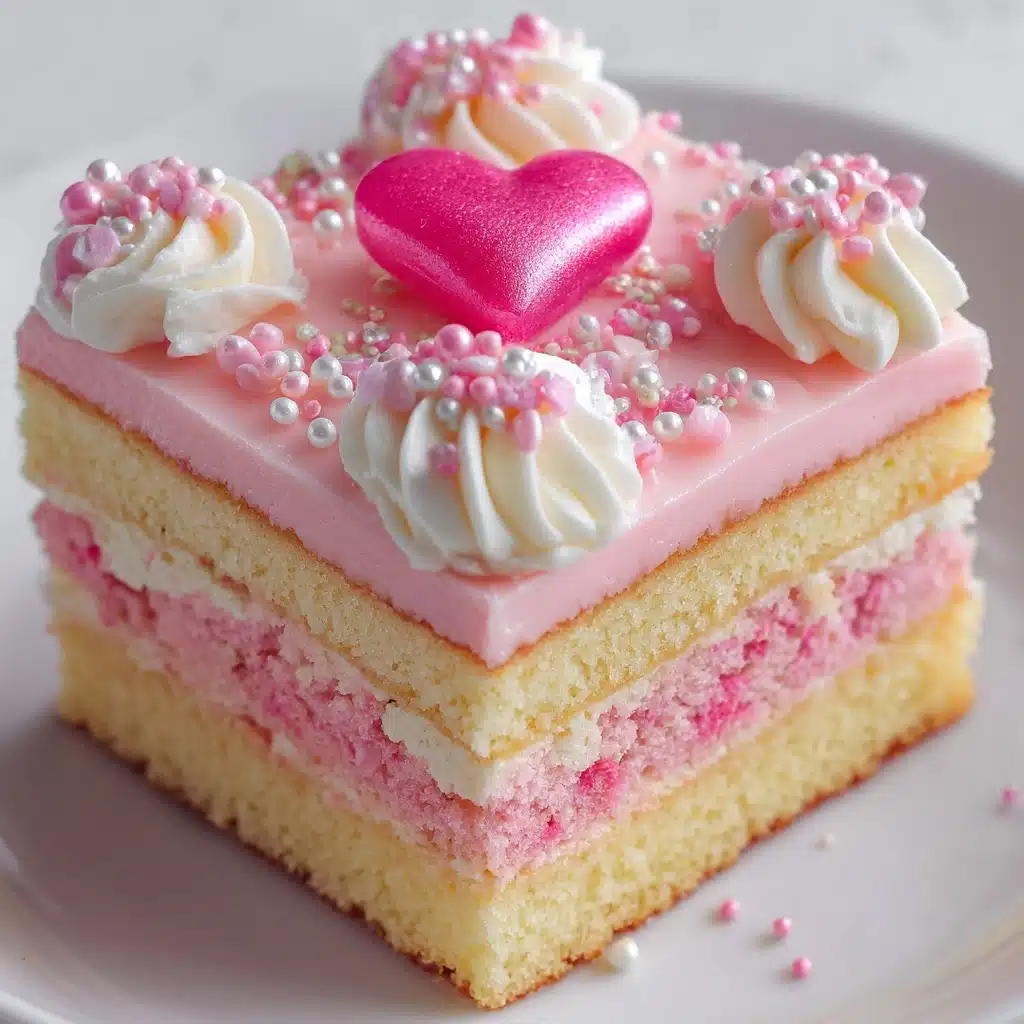 Pink Vanilla Cake Squares Recipe - Recipe Image