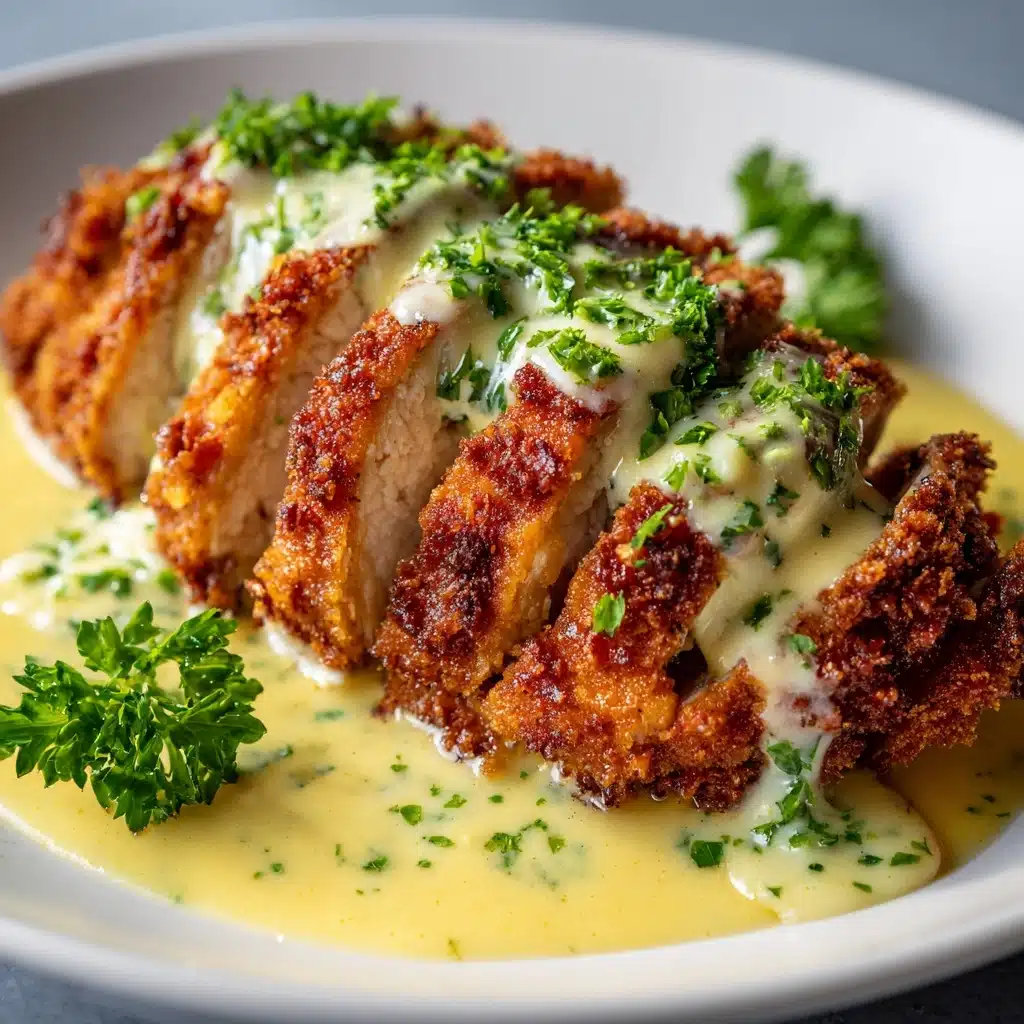 Parmesan Crusted Chicken with Creamy Garlic Sauce Recipe - Recipe Image
