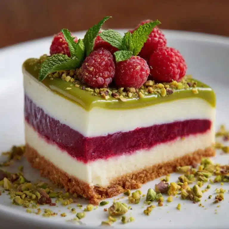 Elegant Pistachio Raspberry Crunch Cheesecake Recipe
