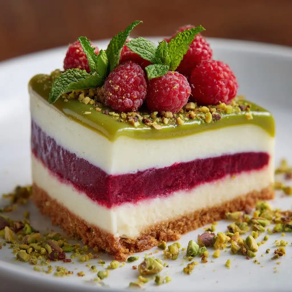 Elegant Pistachio Raspberry Crunch Cheesecake Recipe
