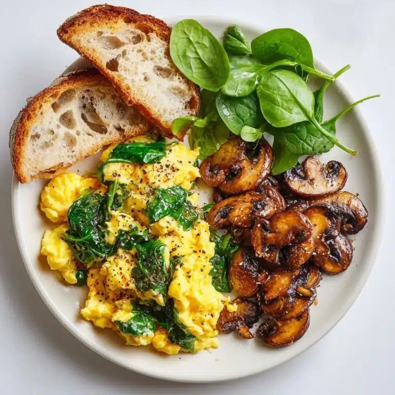 Mushroom-Spinach Scrambled Eggs Recipe