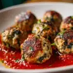 Baked Chicken Ricotta Meatballs with Spinach Recipe
