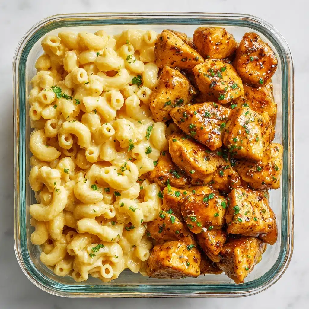 High Protein Honey Garlic Butter Chicken with Mac & Cheese Recipe - Recipe Image
