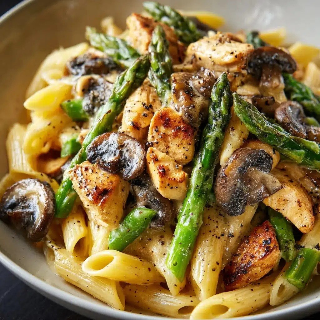 Creamy Mushroom and Asparagus Chicken Penne Recipe