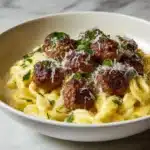 Garlic Butter Sausage Bites with Pasta Recipe