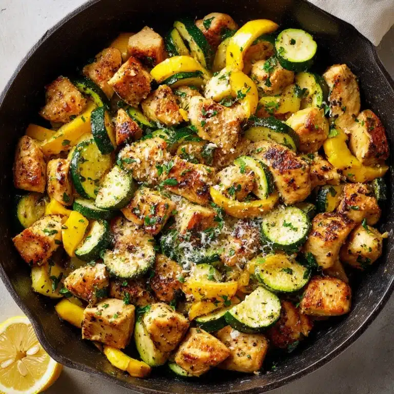 Skillet Lemon Parmesan Chicken with Zucchini and Squash Recipe