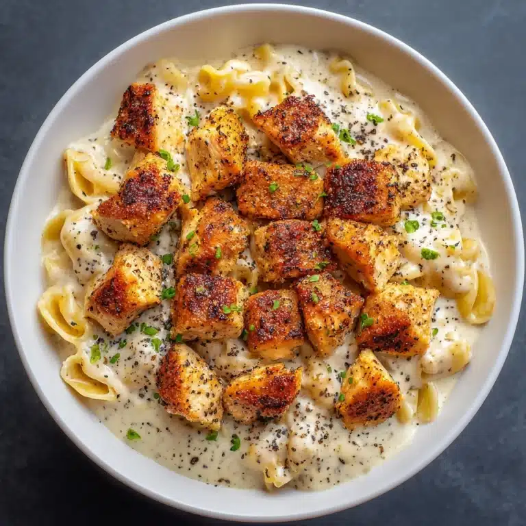 Creamy Parmesan Pasta with Garlic Butter Chicken Bites Recipe
