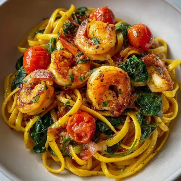 Shrimp Tomato Spinach Pasta in Garlic Butter Sauce Recipe