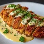 Parmesan Crusted Chicken with Creamy Garlic Sauce Recipe
