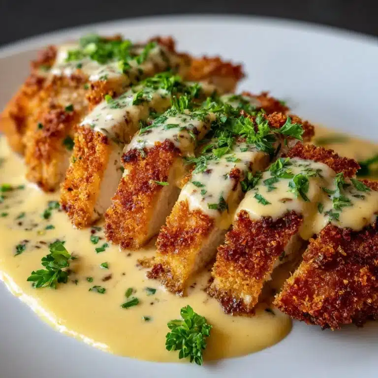 Parmesan Crusted Chicken with Creamy Garlic Sauce Recipe