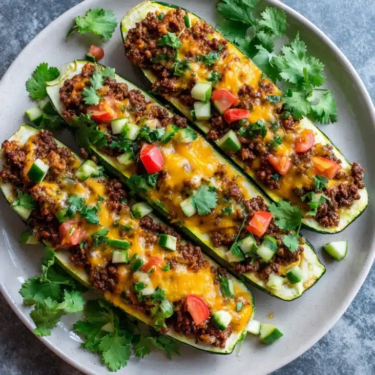 Ground Turkey Taco Stuffed Zucchini Boats Recipe