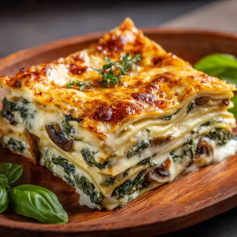 Easy Creamy Spinach Mushroom Lasagna Recipe