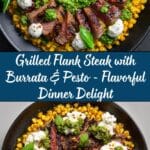 Grilled Flank Steak with Burrata & Pesto Recipe