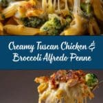 Tuscan Chicken with Creamy Broccoli Alfredo Penne Recipe
