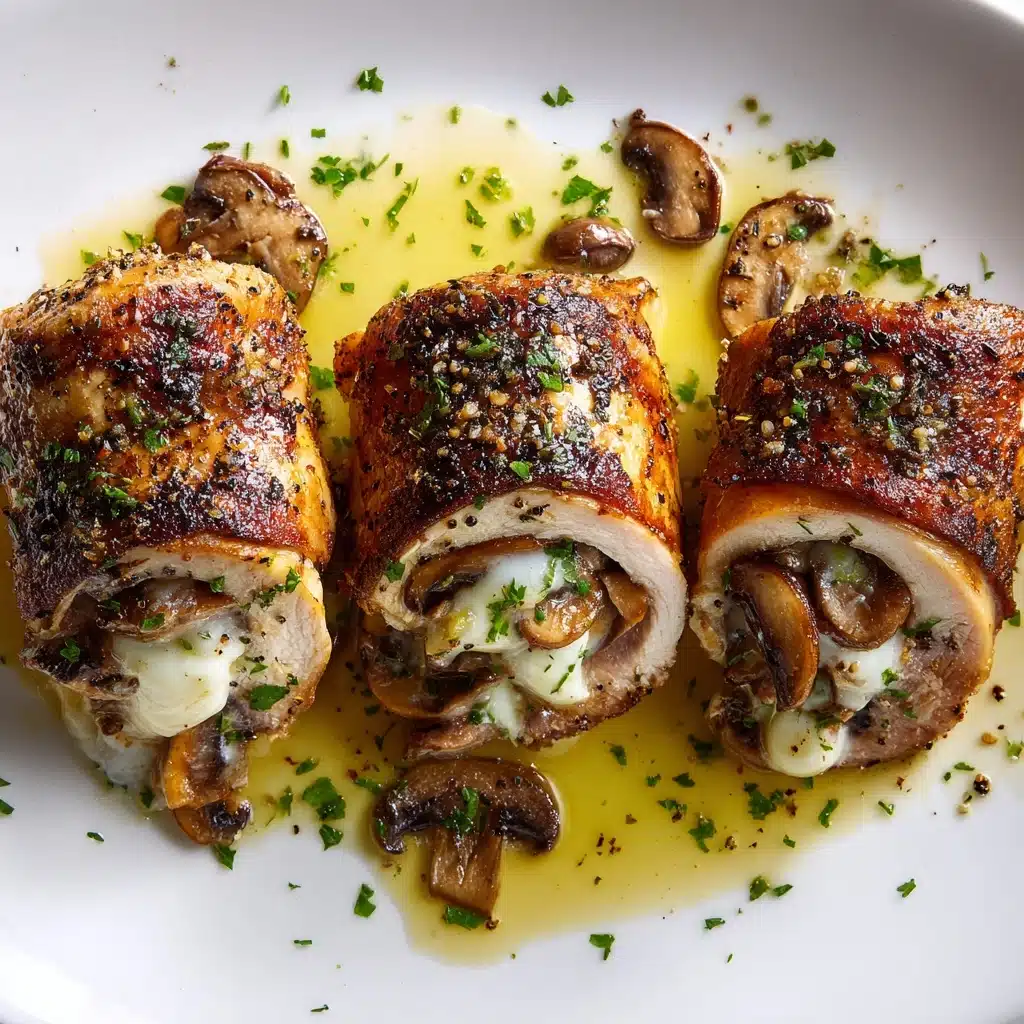 Cheesy Garlic Butter Mushroom Stuffed Chicken Recipe - Recipe Image