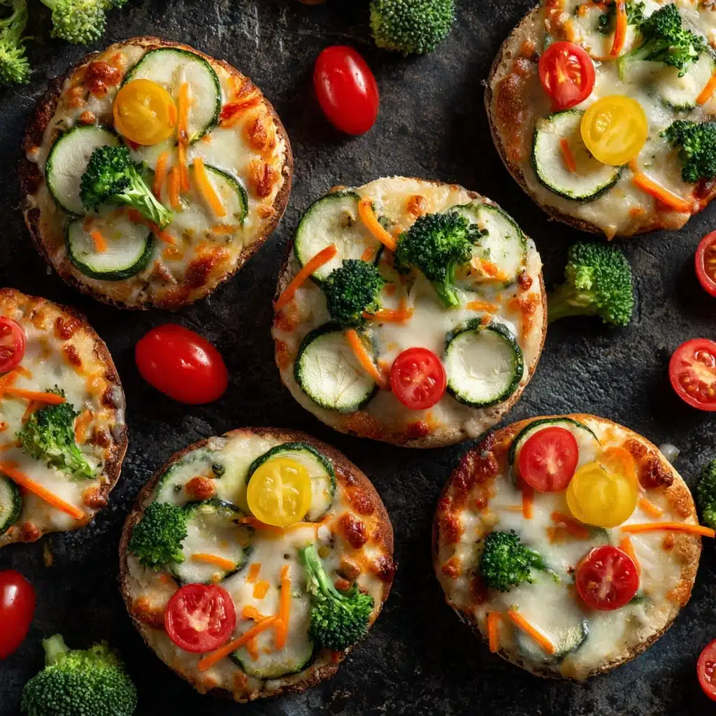 Mini Veggie Pizzas on Cauliflower Crust Recipe - Recipe Image
