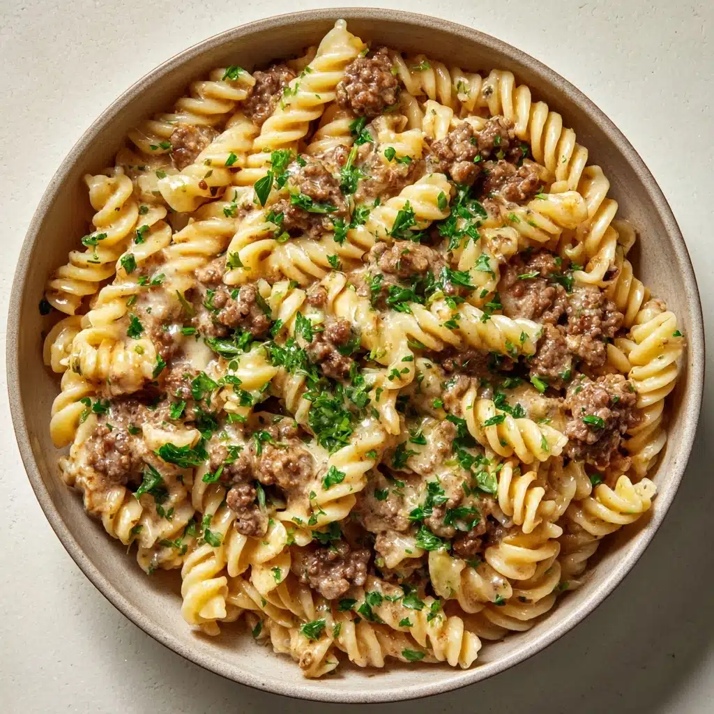 Beef and Rotini in Garlic Parmesan Sauce Recipe - Recipe Image