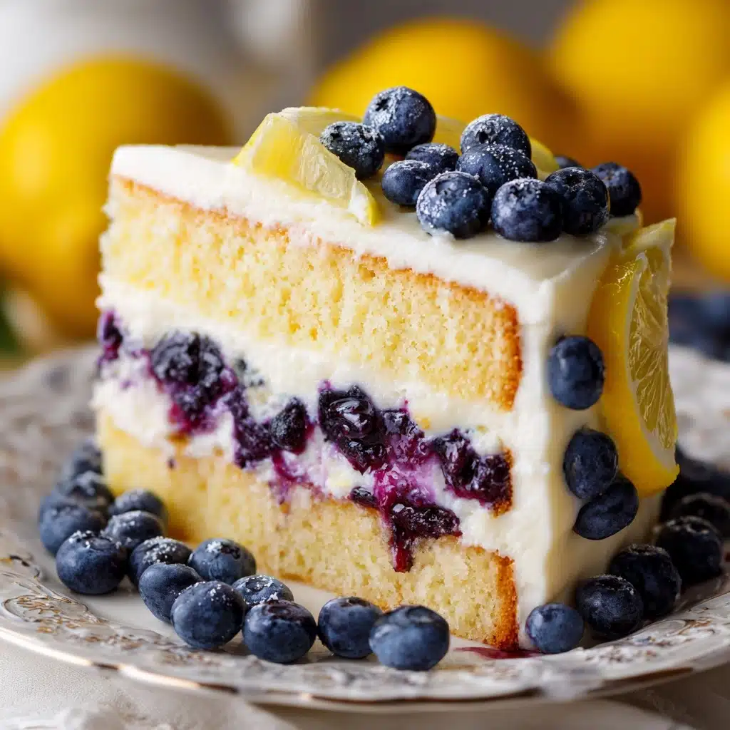 No-Bake Lemon Dazzling Blueberry Cream Cake Recipe - Recipe Image