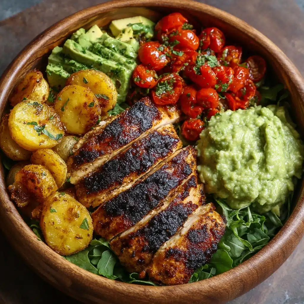 Grilled Chicken Bowl with Creamy Avocado Sauce & Veggies Recipe - Recipe Image