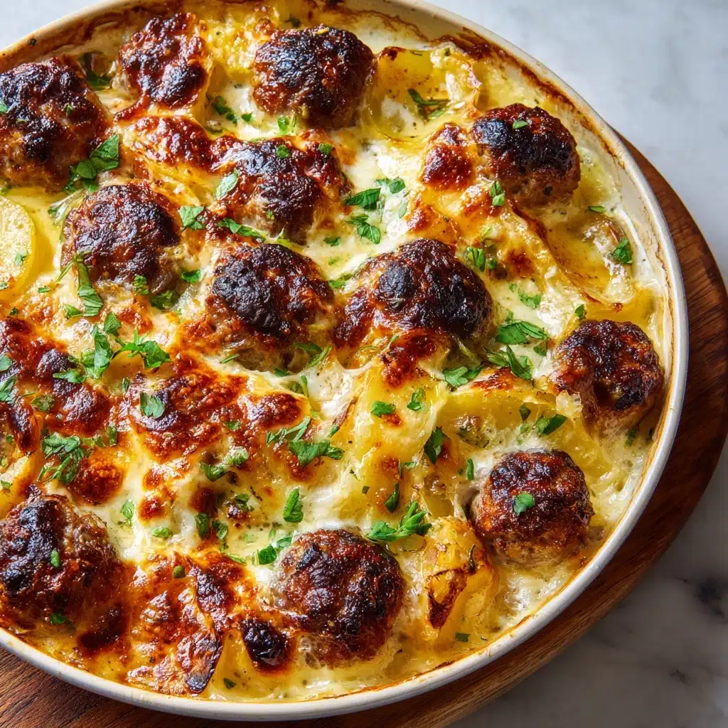 Cheesy Potato Meatball Casserole Recipe - Recipe Image