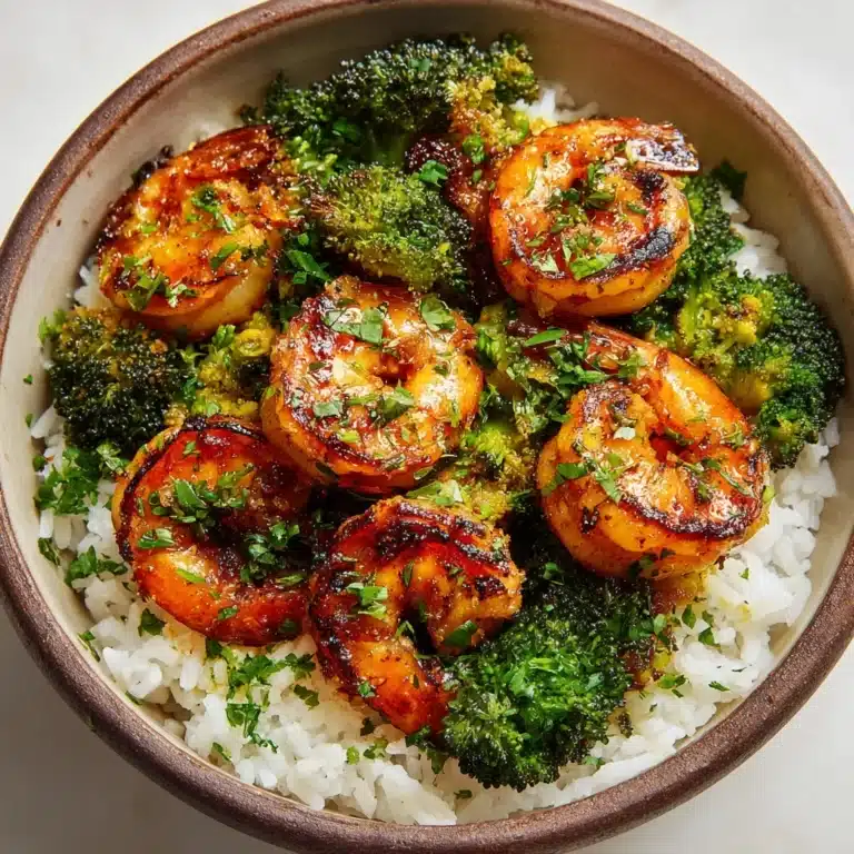 Honey Garlic Shrimp Bowls with Roasted Broccoli Recipe