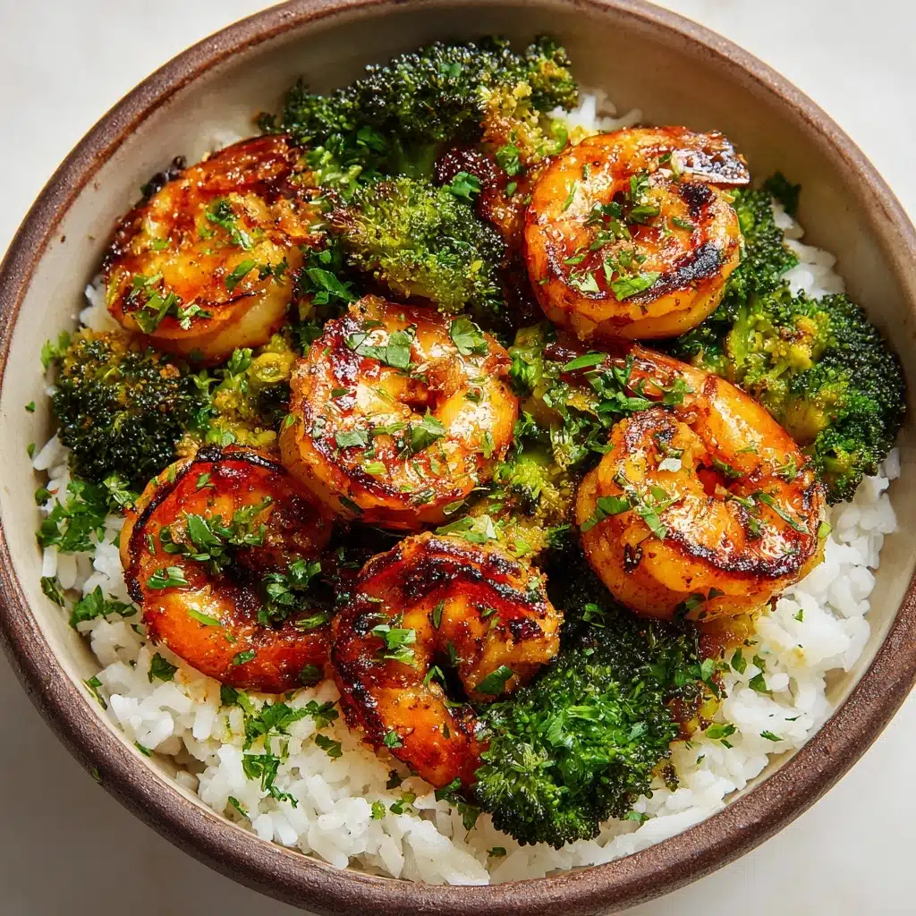 Honey Garlic Shrimp Bowls with Roasted Broccoli Recipe - Recipe Image