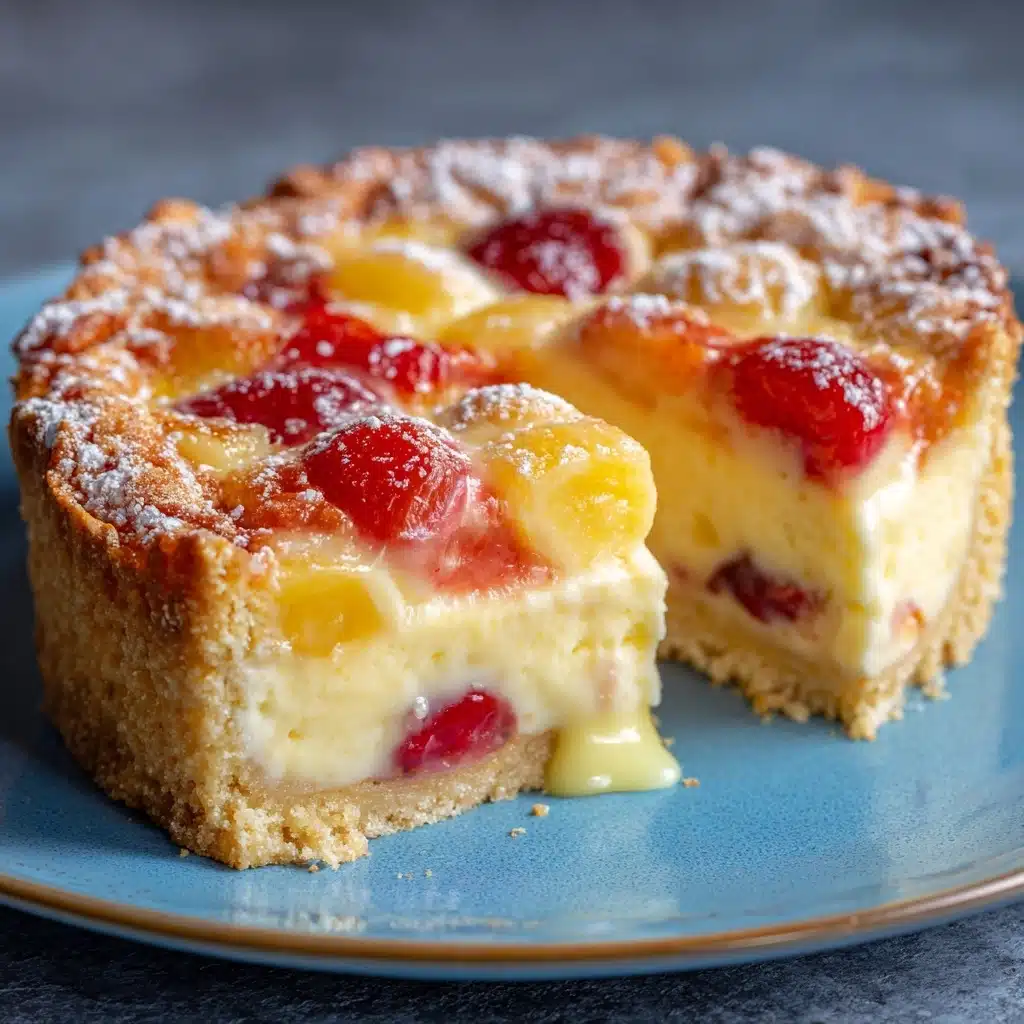Irresistible Rhubarb Custard Kuchen : Creamy Tart Bake Recipe - Recipe Image