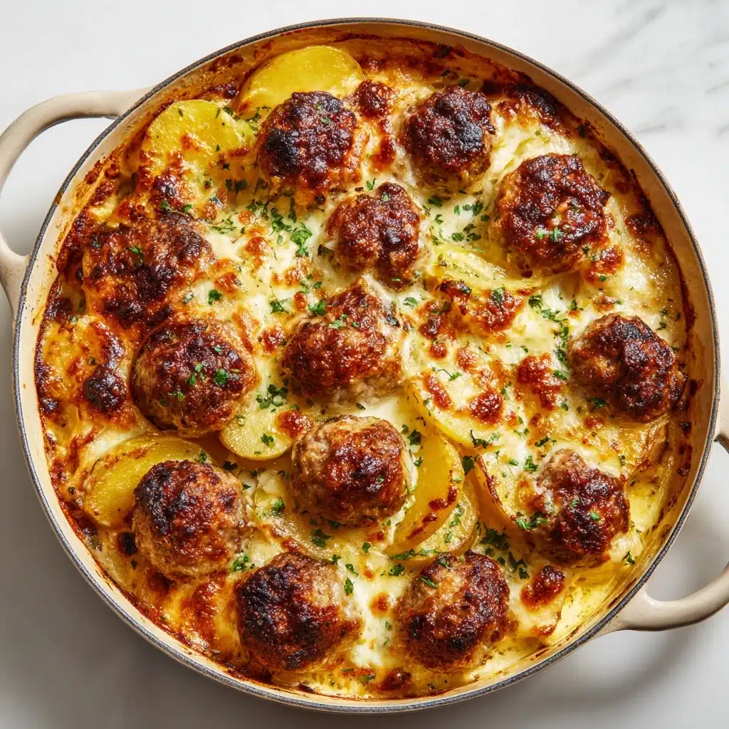 Cheesy Potato Meatball Casserole Recipe - Recipe Image