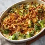 Broccoli Cheddar Gratin with Crispy Onions Recipe