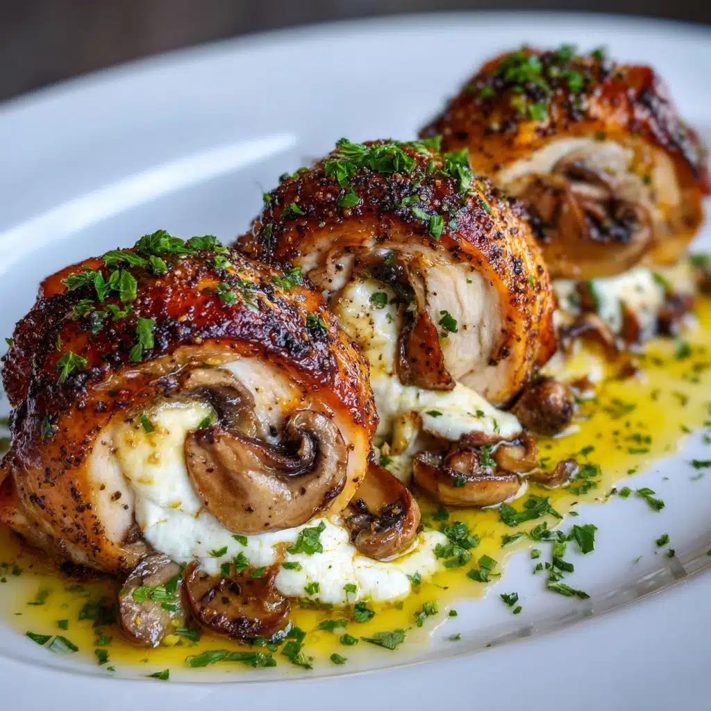 Cheesy Garlic Butter Mushroom Stuffed Chicken Recipe - Recipe Image