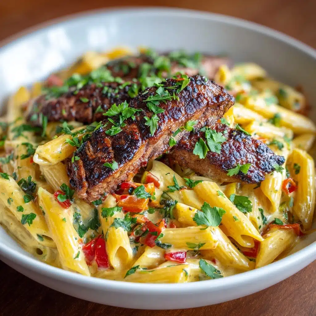Creamy Cajun Steak Penne with Garlic & Parmesan Recipe
