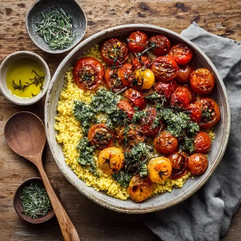 Roast Cherry Tomato and Thyme Risotto with Basil Pesto Recipe