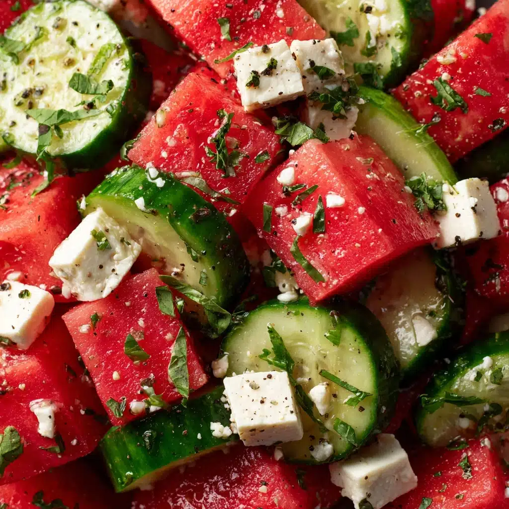 Simple Watermelon Cucumber Feta Salad Recipe - Recipe Image
