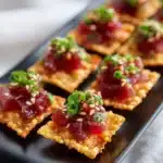 Spicy Tuna Tartare on Crispy Wonton Chips Recipe