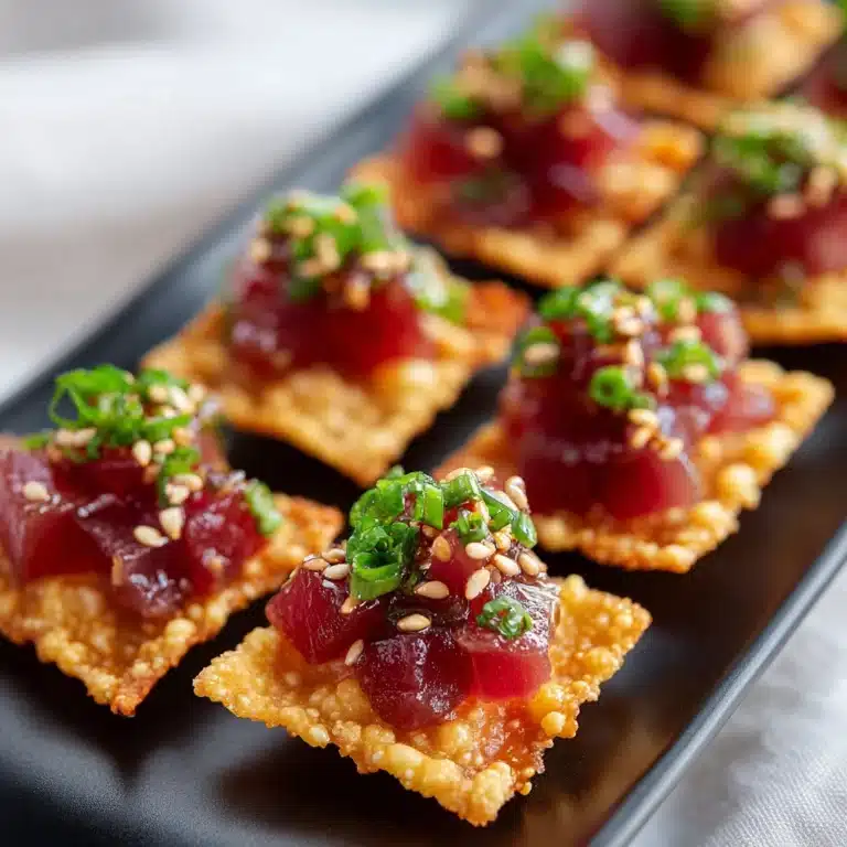 Spicy Tuna Tartare on Crispy Wonton Chips Recipe