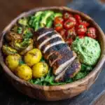 Grilled Chicken Bowl with Creamy Avocado Sauce & Veggies Recipe