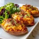 Chipotle Twice Baked Sweet Potatoes with Cheese Delight Recipe