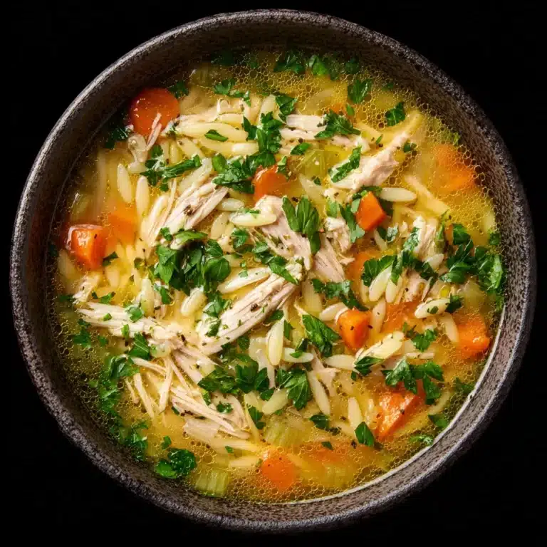 One Pot Lemon Chicken Orzo Soup Recipe