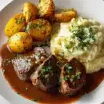 Garlic Butter Steak Bites and Cheesy Smashed Potatoes Recipe