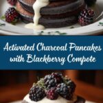 Activated Charcoal Pancakes with Blackberry Compote Recipe