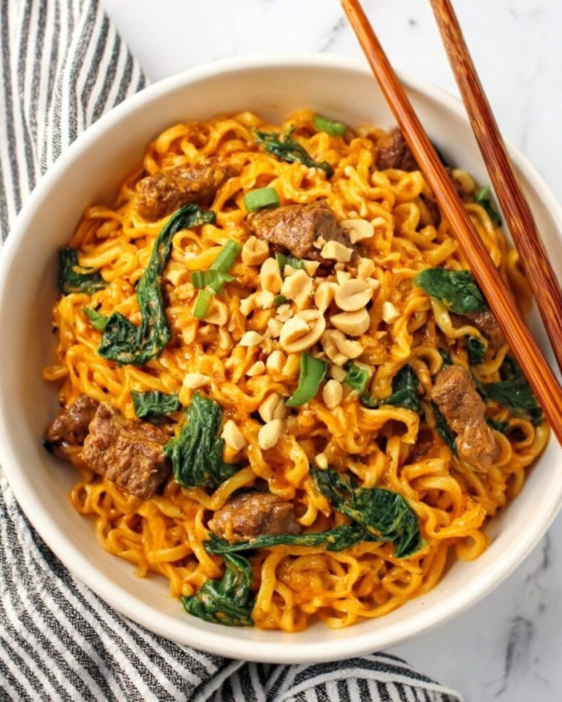 Sweet & Spicy Hot Chili Chicken Noodles with Basil Recipe
