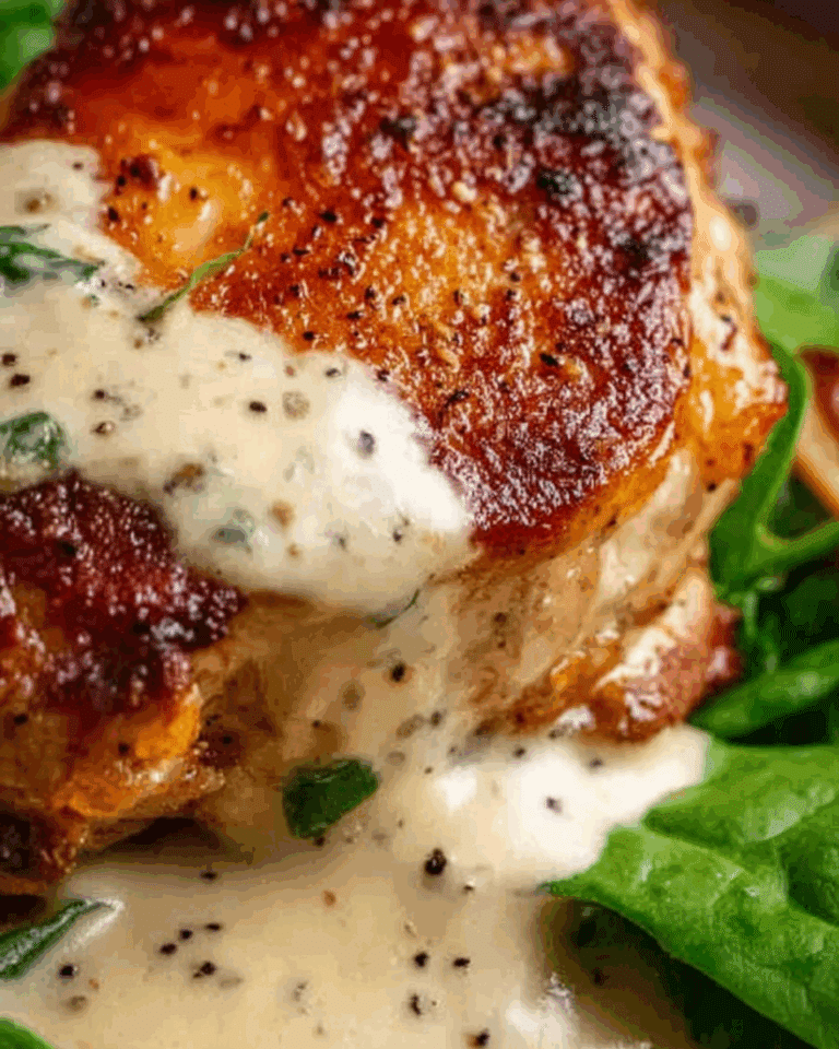 Creamy Smothered Chicken with Spinach, Potatoes, and Mushrooms Recipe